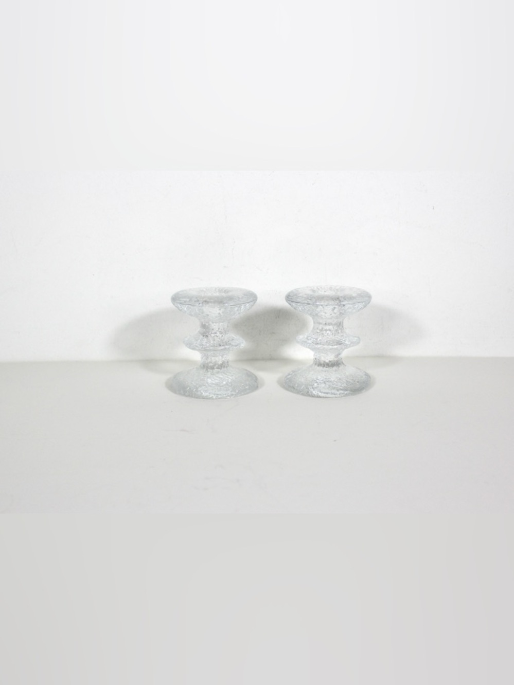 Pair of Iittala Festivo One Ring Glass Candle Holders by Timo Sarpaneva